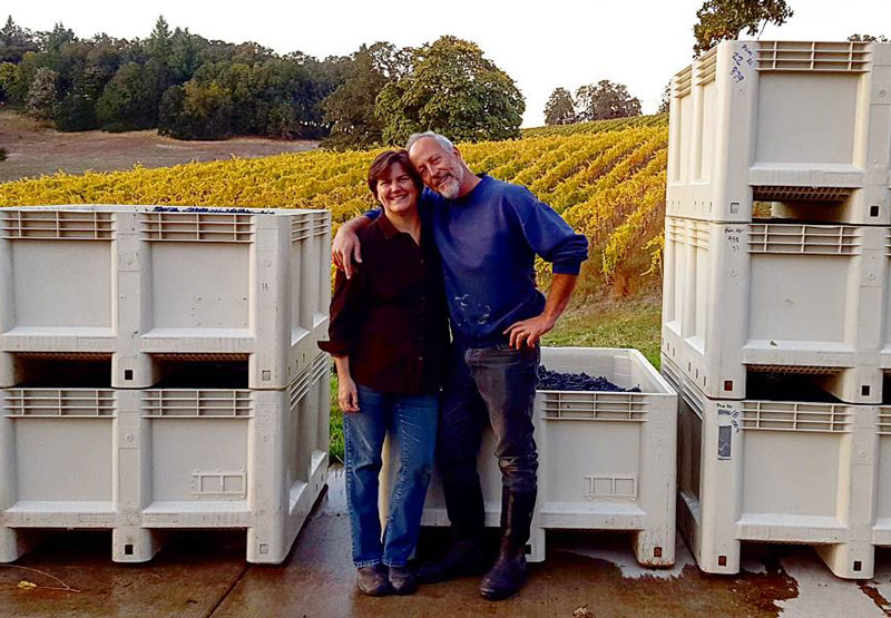 Owners on the crush pad at JL Kiff Cellars