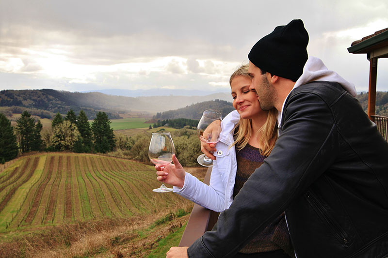 Romantic wine tasting at Youngberg Hill