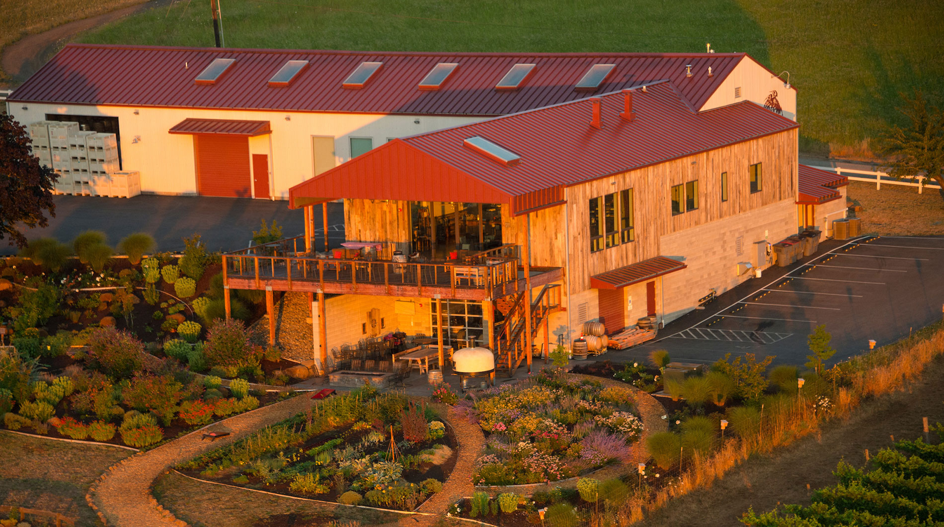 Brooks winery at sunset in the Eola-Amity Hills