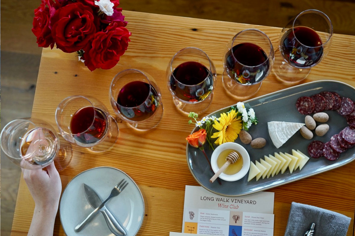 Tasting flights at Long Walk Vineyard