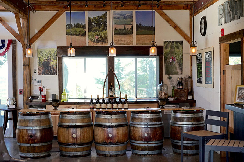 Tresori's charming tasting room in the Chehalem Mountains
