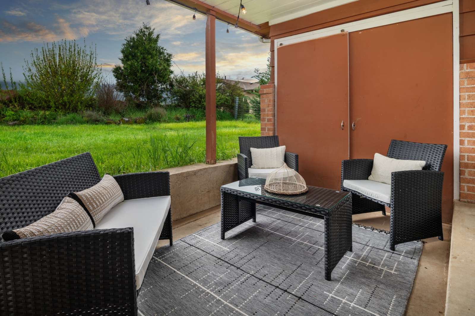 Patio area at the Bungalows at Bellingar Estates